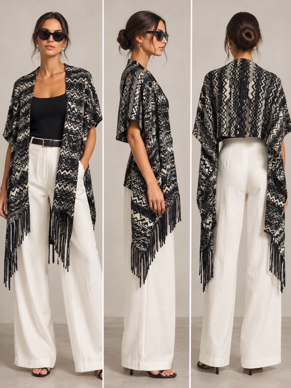 Missoni Wrap Scarf in Black, White & Silver. Made in Italy (Authentic)